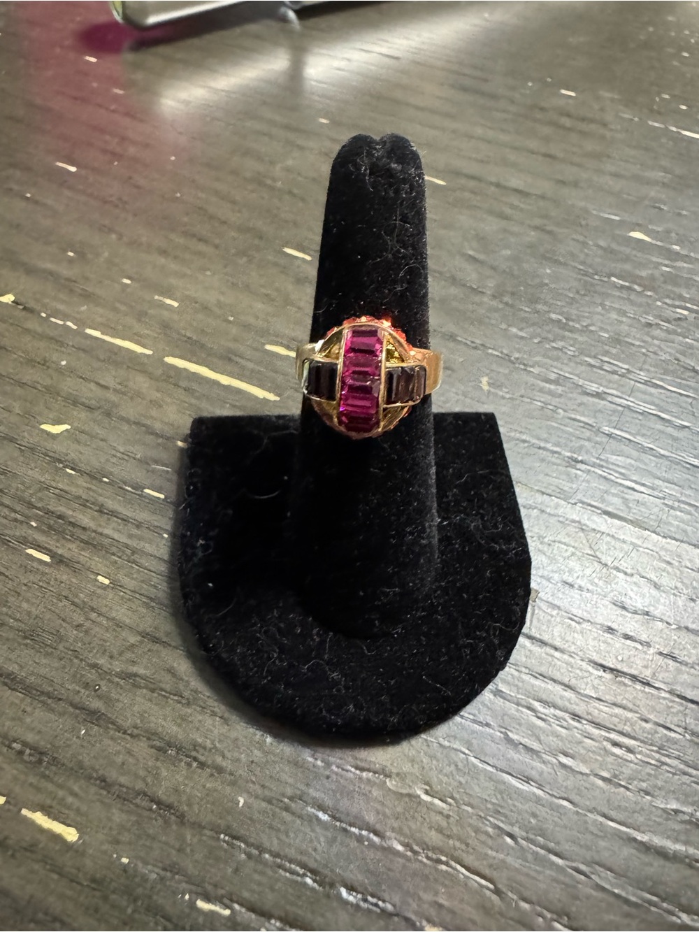 Henri bendel Gold-Tone Women's Ring with Pink Gem Accents - Picture 1 of 3